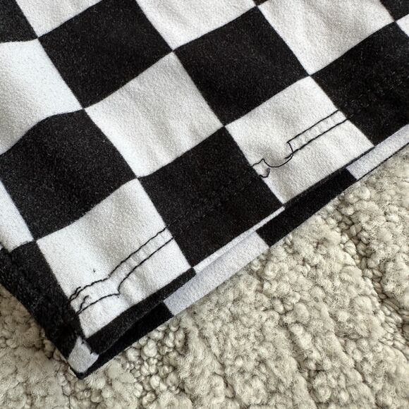 Leggings Depot Bike Shorts Checkered Black White Size Large Spandex 80s 90s Core - Picture 4 of 11